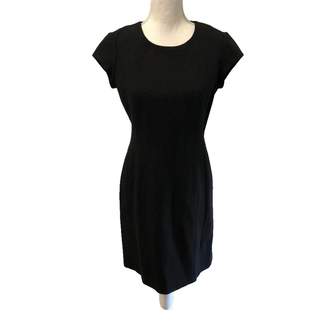 Lafayette 148 Sheath‎ Dress Womens 4 Black Short Sleeve Classic Business Career